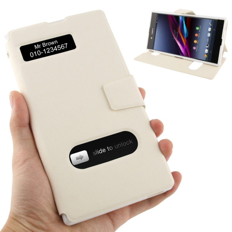 Pebble Texture Leather Case with Call Display ID & Holder for Sony Xperia Z Ultra / XL39H