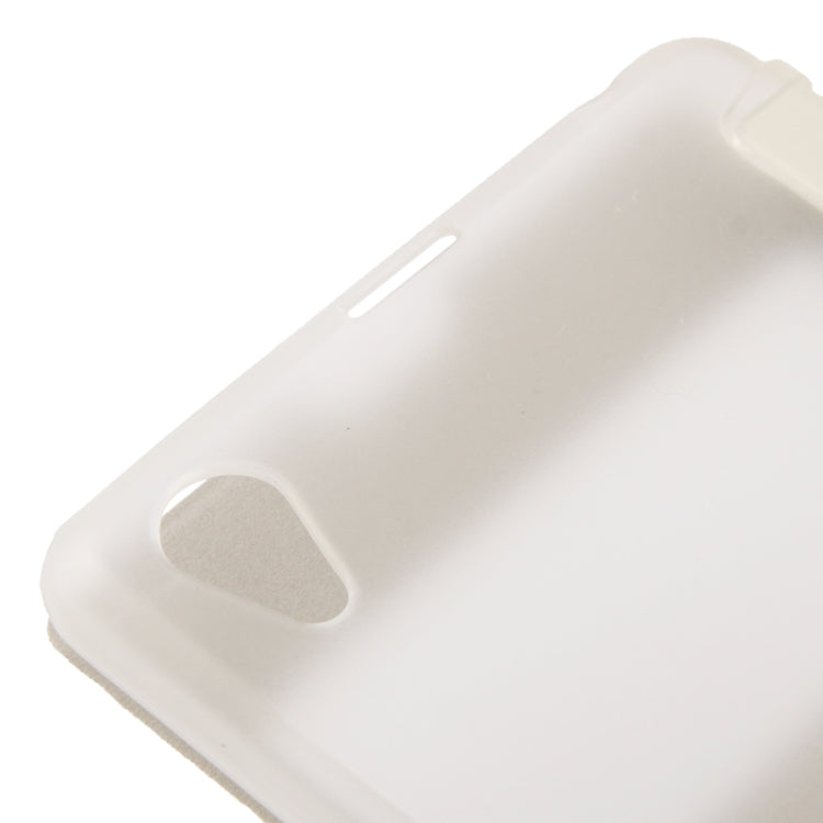 Flip Leather Cover Transparent Frosted Plastic Case with Call Display ID for Sony Xperia Z1 / L39h / Honami / C6902 / Xperia i1