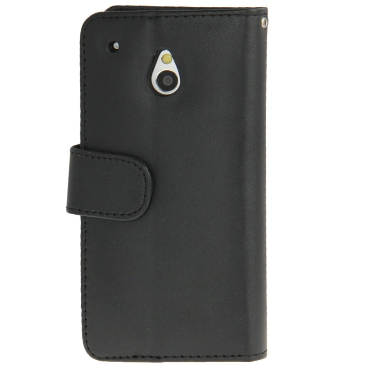 Horizontal Flip Magnetic Buckle Leather Protective Case with Holder & Credit Card Slots for HTC One mini / M4 (Black)