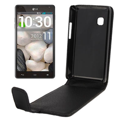 Vertical Flip Soft Leather Case for LG T385 (Black)