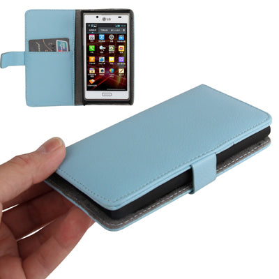 Lichi Texture Leather Case with Holder & Credit Card Slots for LG Optimus L7 / P705 (Baby Blue)