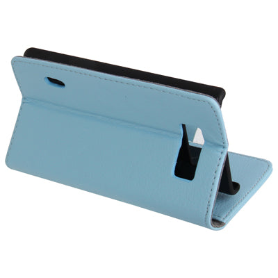 Lichi Texture Leather Case with Holder & Credit Card Slots for LG Optimus L7 / P705 (Baby Blue)