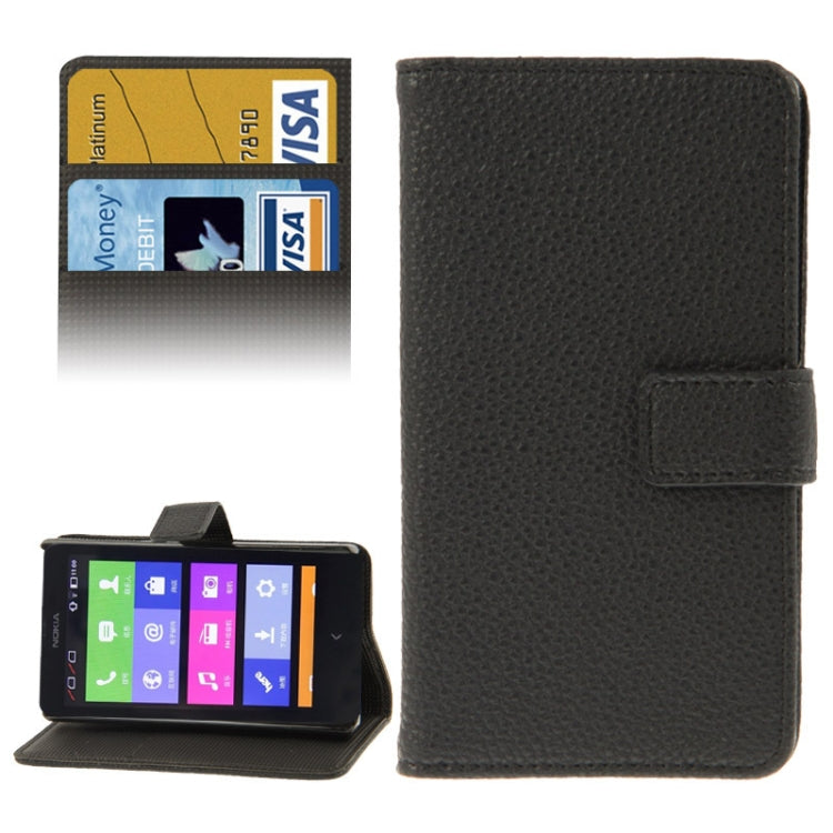 Litchi Texture Leather Case with Holder & Credit Card Slot for Nokia X