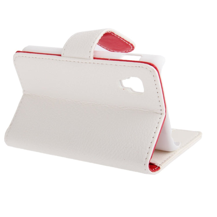 Litchi Texture Flip Leather Case with Credit Slots & Holder for LG Optimus L4 II / E440 (White)