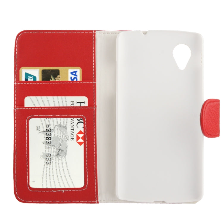 Litchi Texture Horizontal Flip Leather Case with Credit Card Slots & Holder for Google Nexus 5 / D820 / D821