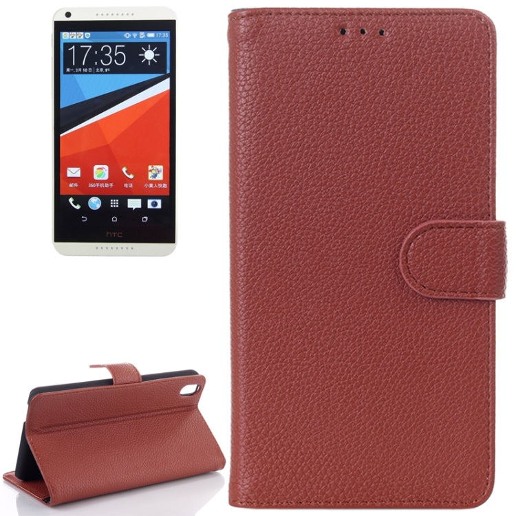 Litchi Texture Flip Leather Case with Card Slots & Holder for HTC Desire 816