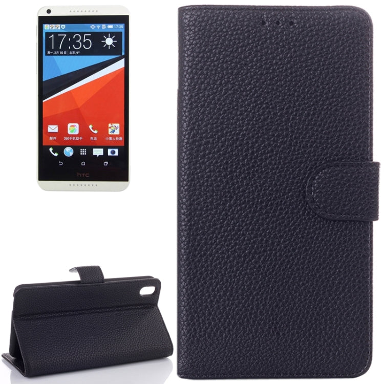 Litchi Texture Flip Leather Case with Card Slots & Holder for HTC Desire 816