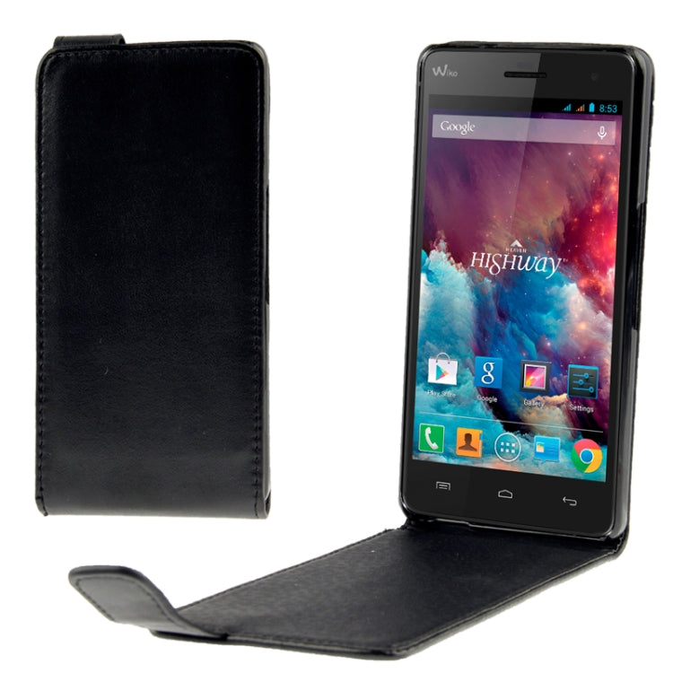 Vertical Flip Leather Case for Wiko Highway(Black)
