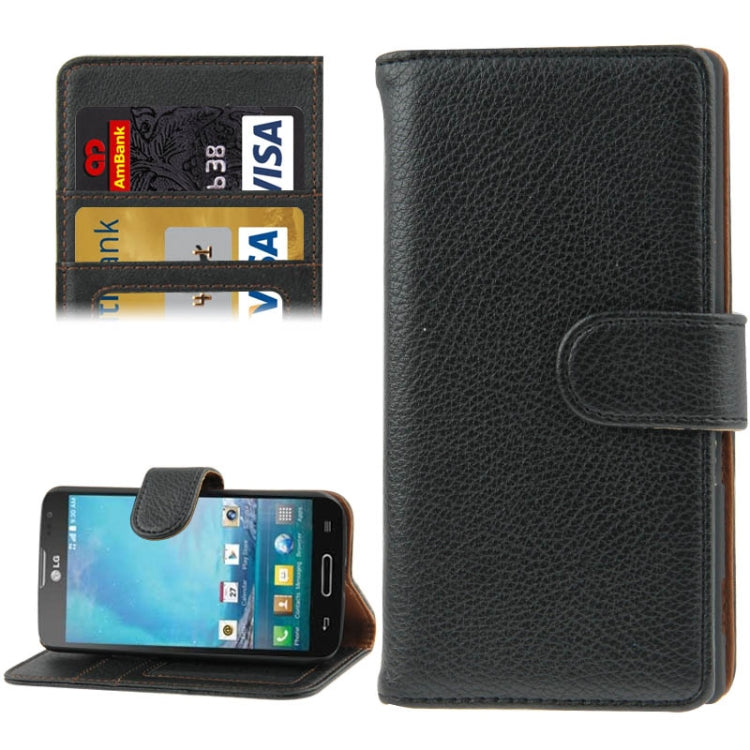 Litchi Texture Flip Leather Case with Card Slots & Holder for LG L90 / D405