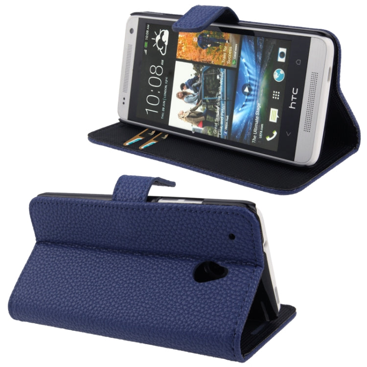 Litchi Texture Leather Case with Credit Card Slot & Holder for HTC One mini / M4
