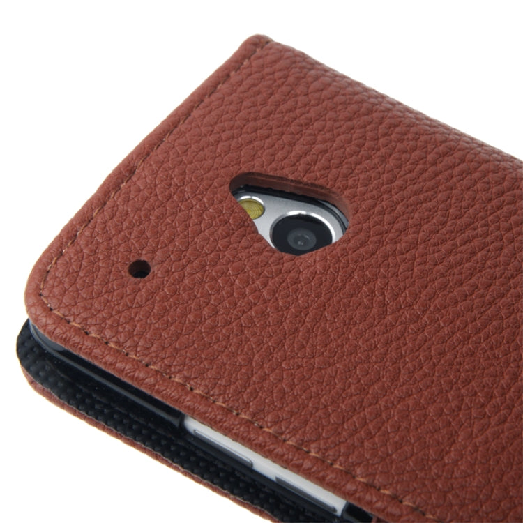 Litchi Texture Leather Case with Credit Card Slot & Holder for HTC One mini / M4