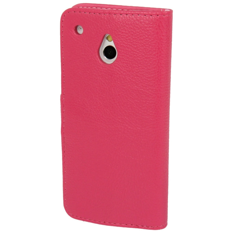 Litchi Texture Horizontal Flip Leather Case with Credit Card Slots & Holder for HTC One mini / M4