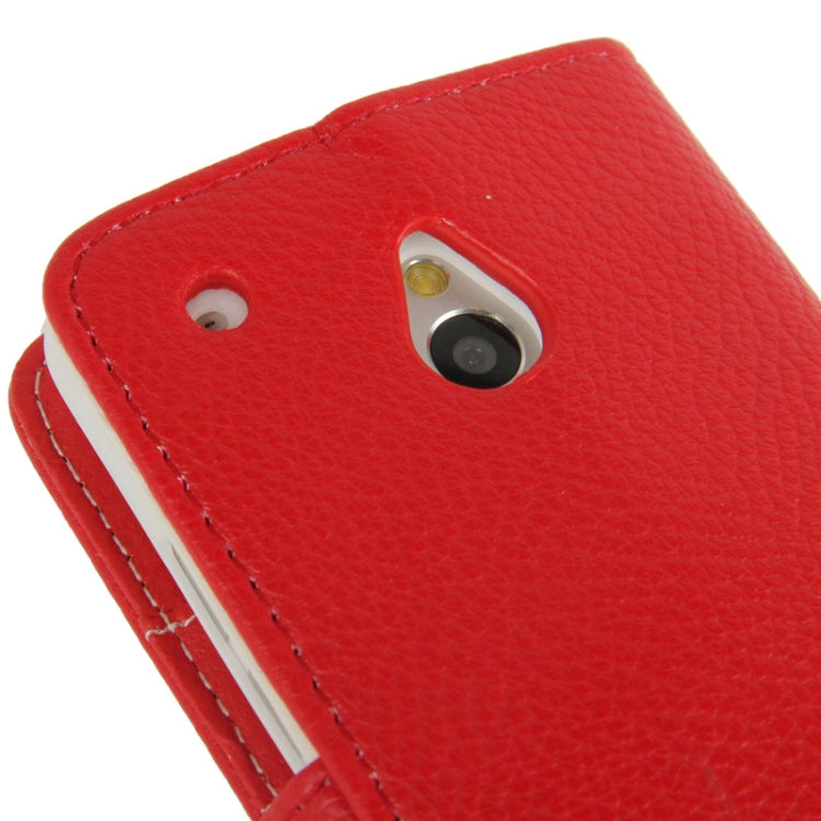 Litchi Texture Horizontal Flip Leather Case with Credit Card Slots & Holder for HTC One mini / M4