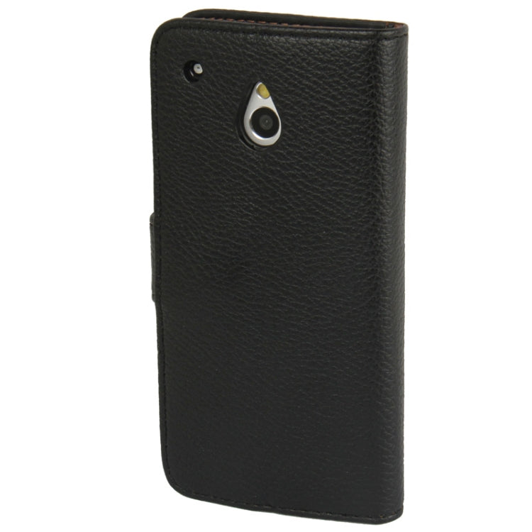 Litchi Texture Horizontal Flip Leather Case with Credit Card Slots & Holder for HTC One mini / M4