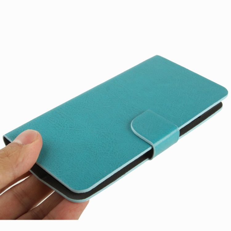 Crazy Horse Texture Horizontal Flip Leather Case with Credit Card Slots & Holder for HTC One mini / M4 (Turquoise)
