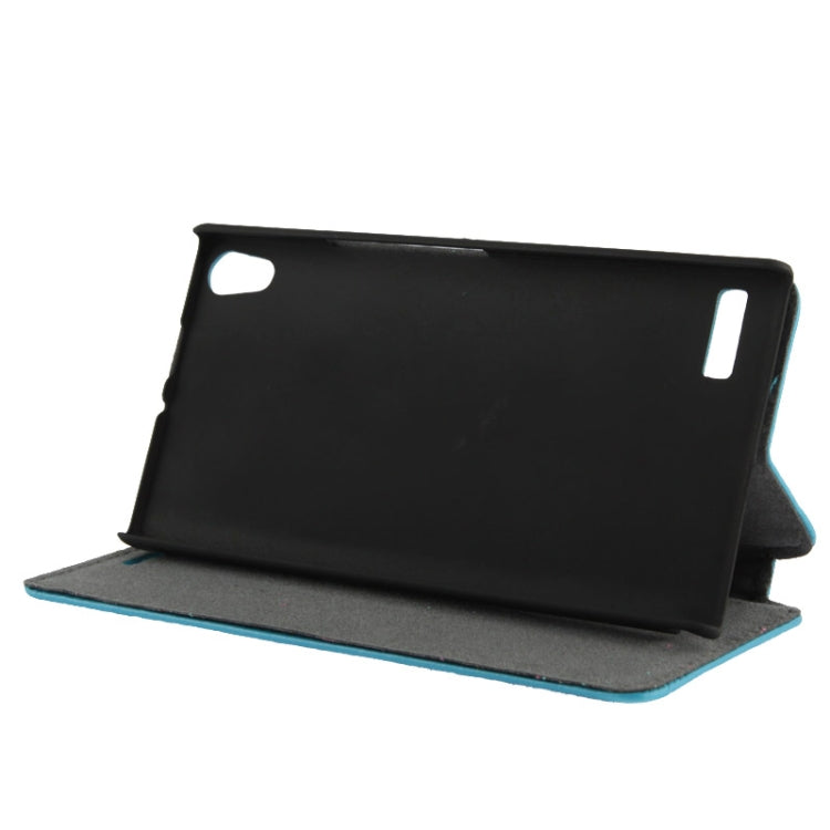 Litchi Texture Horizontal Flip Top-grain Leather Case with Holder for Huawei Ascend P6