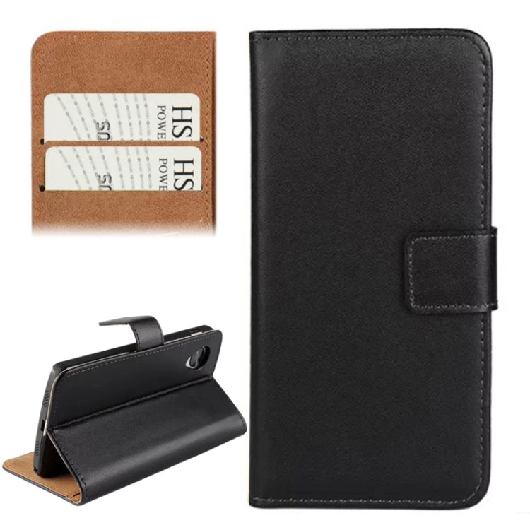 Horizontal Flip Top-grain Leather Case with Card Slots & Holder for
