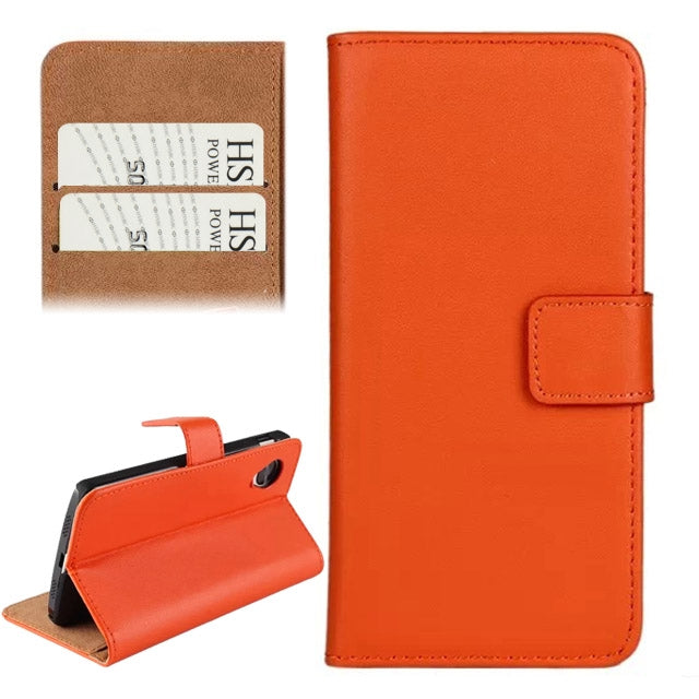 Horizontal Flip Top-grain Leather Case with Card Slots & Holder for