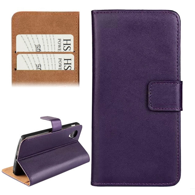 Horizontal Flip Top-grain Leather Case with Card Slots & Holder for