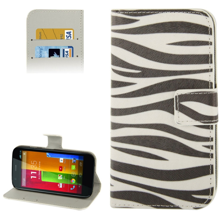 Zebra Pattern Leather Case with Credit Card Slots & Holder for Motorola G / XT937C / XT1028 / XT1031(Black)