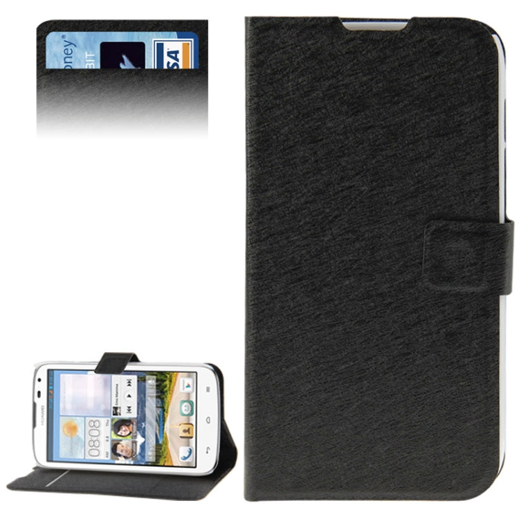 Hairline Texture Flip Leather Case with Credit Card Slots & Holder for Huawei G610