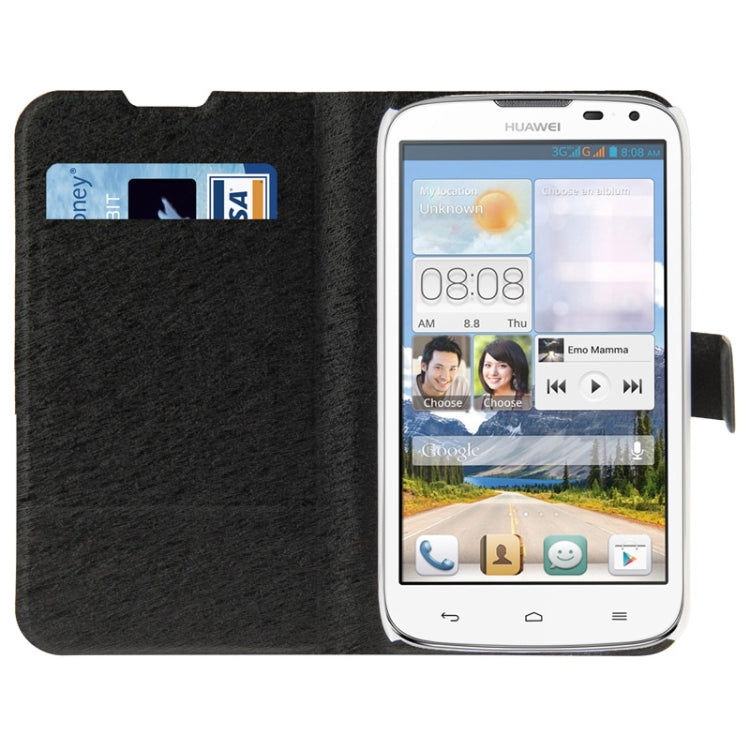 Hairline Texture Flip Leather Case with Credit Card Slots & Holder for Huawei G610