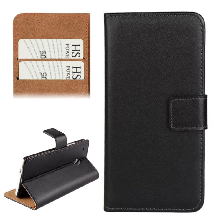 Horizontal Flip Top-grain Leather Case with Card Slots & Holder for HTC One mini / M4