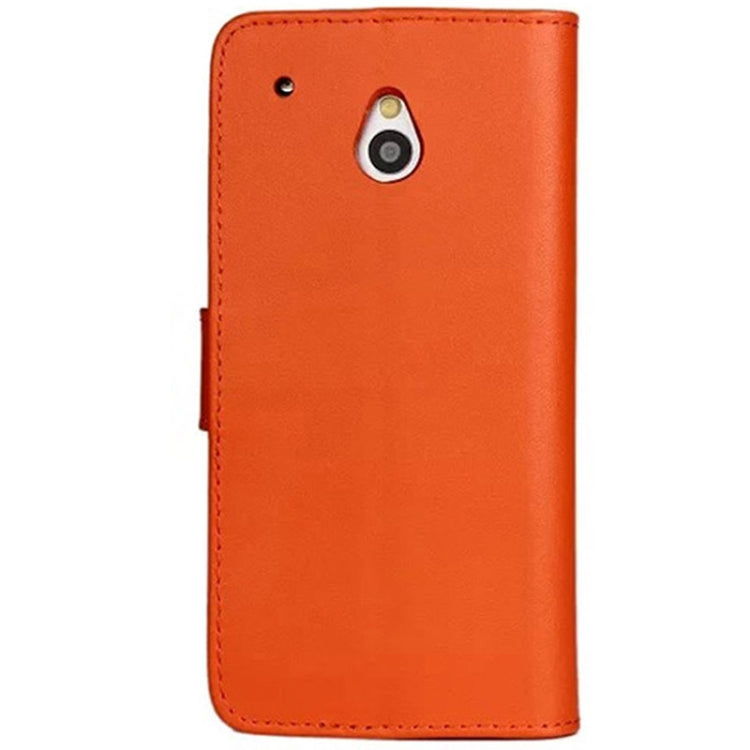 Horizontal Flip Top-grain Leather Case with Card Slots & Holder for HTC One mini / M4
