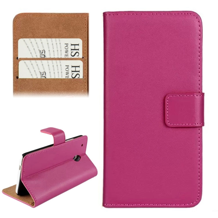 Horizontal Flip Top-grain Leather Case with Card Slots & Holder for HTC One mini / M4