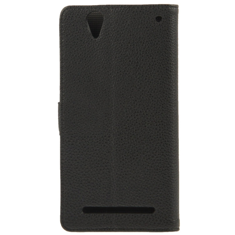 Litchi Texture Leather Case with Holder & Credit Card Slot for Sony Xperia T2 Ultra
