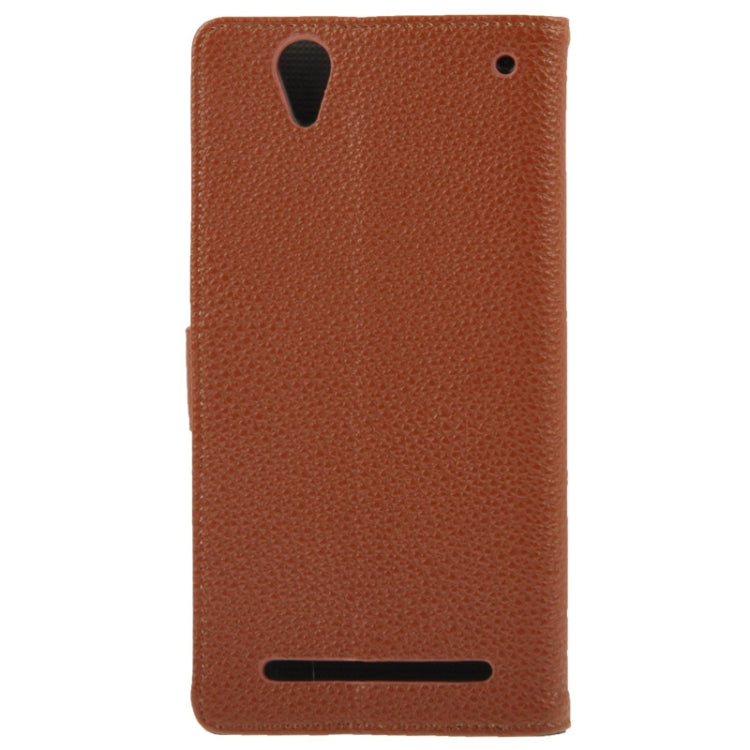 Litchi Texture Leather Case with Holder & Credit Card Slot for Sony Xperia T2 Ultra