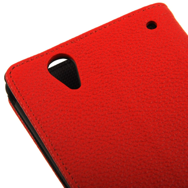 Litchi Texture Leather Case with Holder & Credit Card Slot for Sony Xperia T2 Ultra