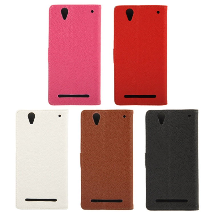 Litchi Texture Leather Case with Holder & Credit Card Slot for Sony Xperia T2 Ultra