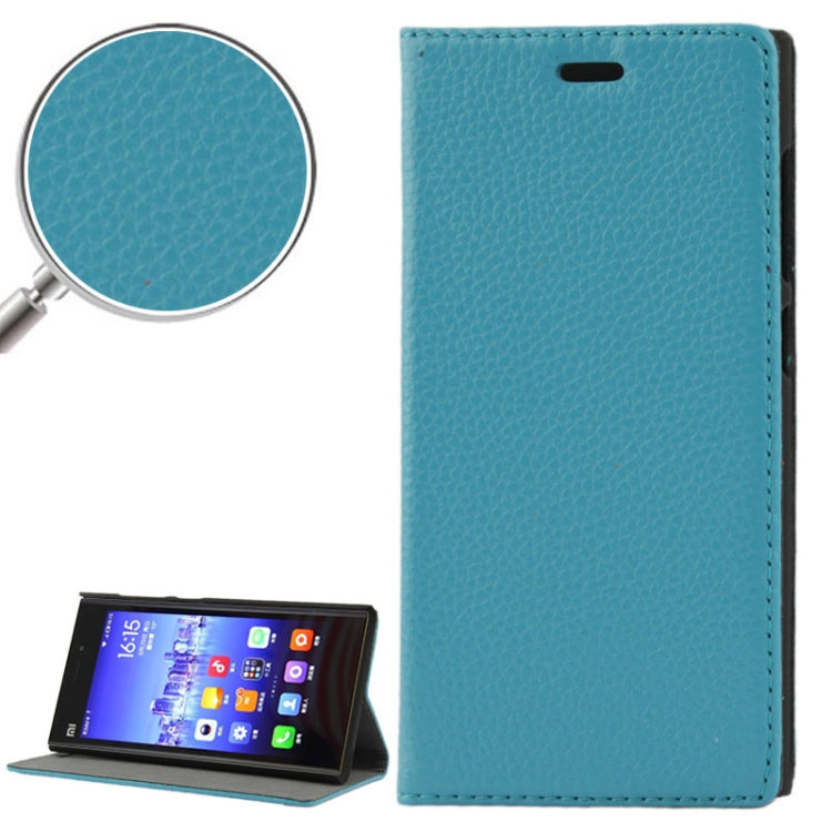 Litchi Texture Flip Top-grain Genuine Leather Case with Holder for Xiaomi MI3