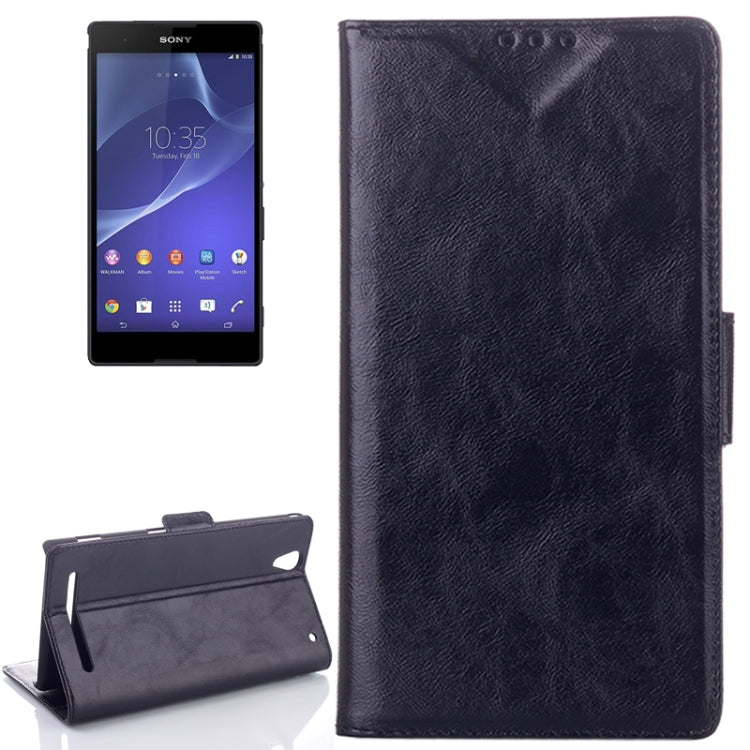 Oil Leather Case with Card Slot & Holder for Sony Xperia T2 Ultra / XM50h