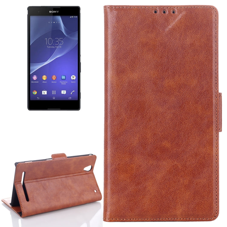 Oil Leather Case with Card Slot & Holder for Sony Xperia T2 Ultra / XM50h