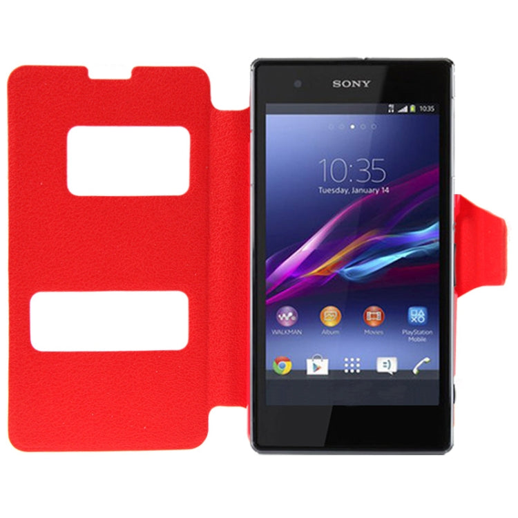 Pebble Texture Flip Leather Case with Call Display ID & Holder for Sony Xperia Z1 mini