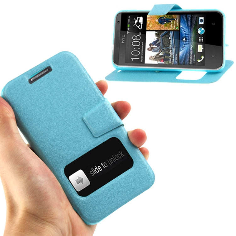 Pebble Texture Flip Leather Case with Call Display ID & Holder for HTC Desire 300