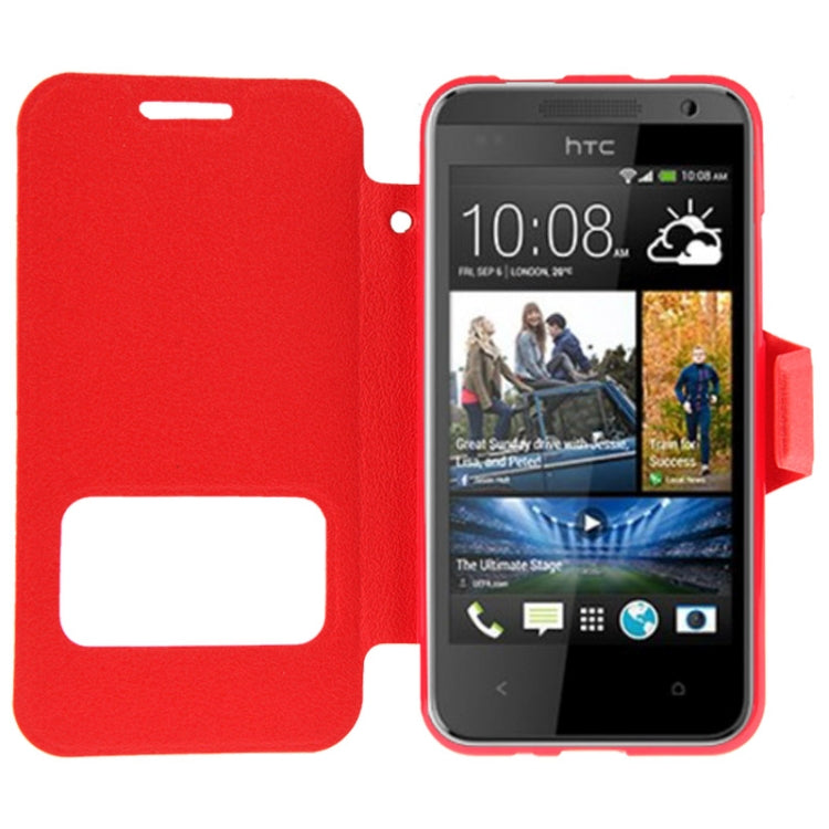 Pebble Texture Flip Leather Case with Call Display ID & Holder for HTC Desire 300