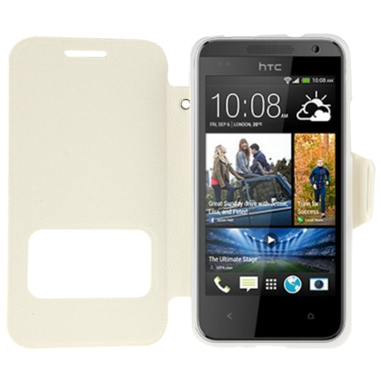 Pebble Texture Flip Leather Case with Call Display ID & Holder for HTC Desire 300