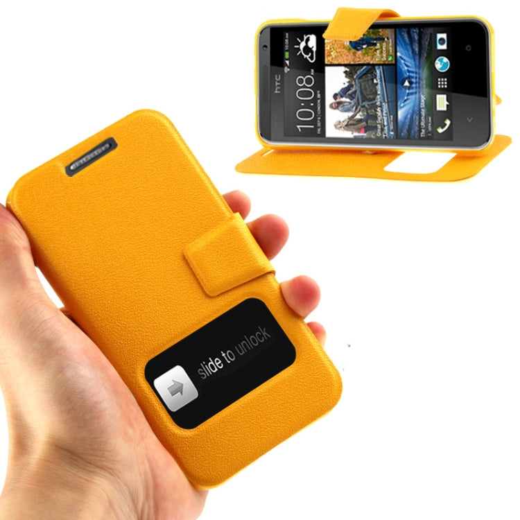 Pebble Texture Flip Leather Case with Call Display ID & Holder for HTC Desire 300