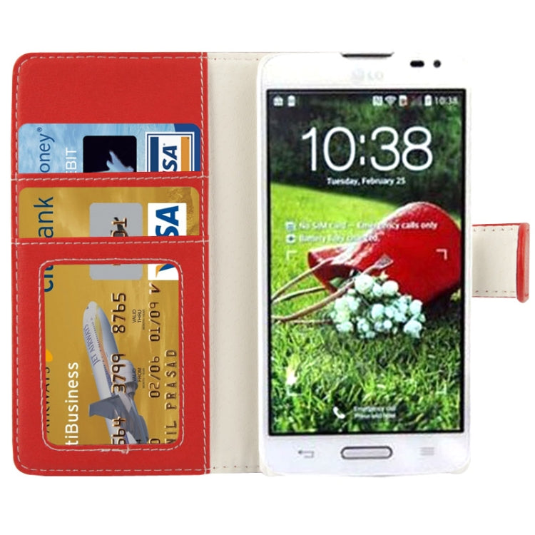 Litchi Texture Button Flip Leather Case with Card Slots & Holder for LG L70 / Dual D325