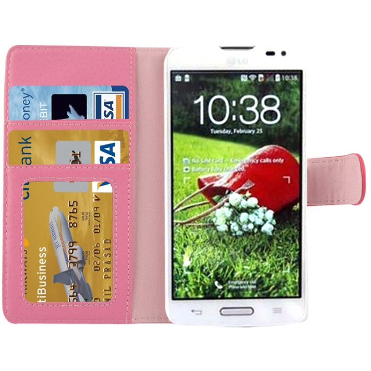 Litchi Texture Button Flip Leather Case with Card Slots & Holder for LG L70 / Dual D325