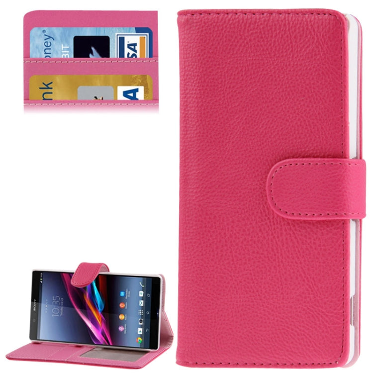 Litchi Texture Leather Case with Holder & Credit Card Slot for Sony Xperia Z2 / L50w (Pink)