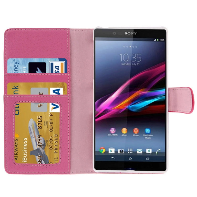 Litchi Texture Leather Case with Holder & Credit Card Slot for Sony Xperia Z2 / L50w (Pink)