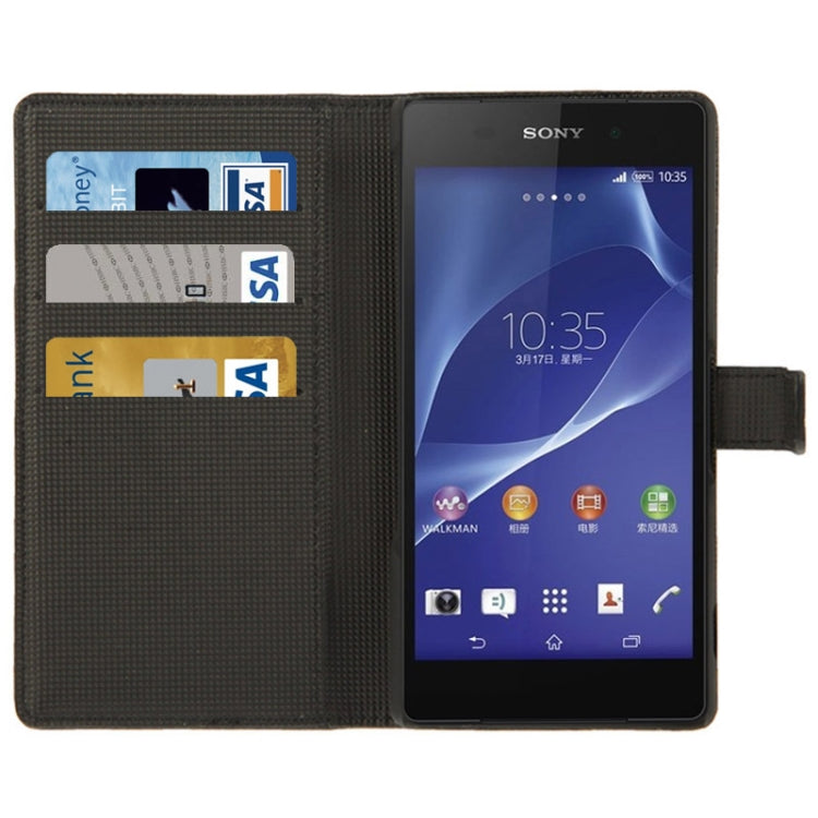 Litchi Texture Leather Case with Holder & Credit Card Slot for Sony Xperia Z2 / L50w