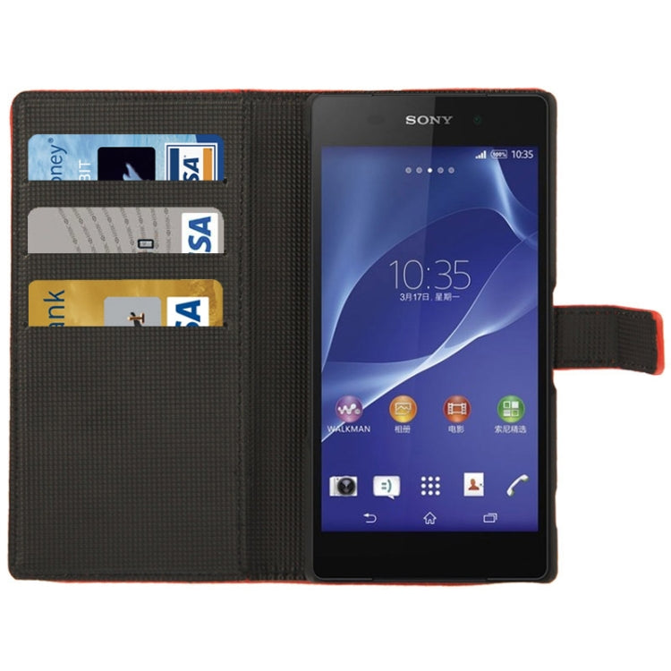 Litchi Texture Leather Case with Holder & Credit Card Slot for Sony Xperia Z2 / L50w