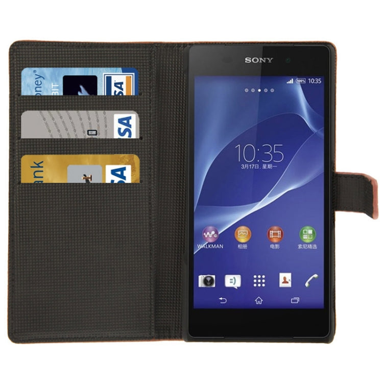 Litchi Texture Leather Case with Holder & Credit Card Slot for Sony Xperia Z2 / L50w