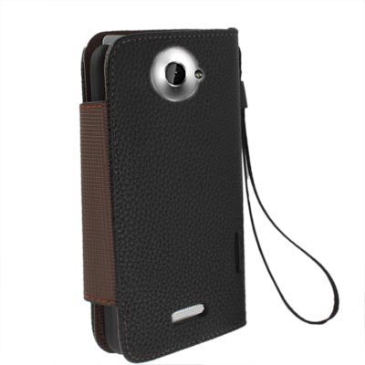 Leather Case with Credit Card & Lanyard for HTC One X / Edge / S720e,
