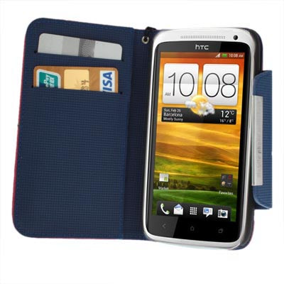 Leather Case with Credit Card & Lanyard for HTC One X / Edge / S720e,